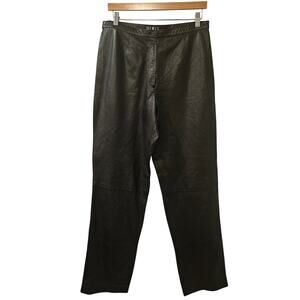 Vintage Mix It Leather Pants Black‎ Size 12 High Rise 100% Real Leather 90s Y2K